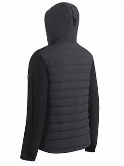 Куртка мужская гибридная стёганая с капюшоном с графеновой подкладкой черного цвета 9627_1Ch