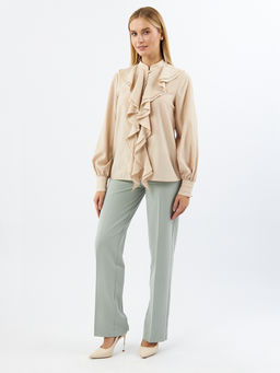 Блузкас отлетными рюшами OD-914-1 бежевый - Tantino фото 2