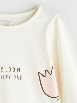 Bisiklet Yaka Bask?l? K?z Bebek Pijama ?st?