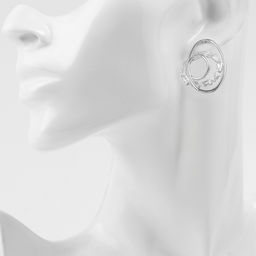 Серьги со стразами Блум тройной круг, белый в серебре - Qf фото 3
