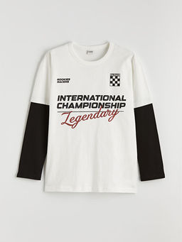 Bisiklet Yaka Bask?l? Erkek ?ocuk Ti??rt