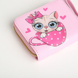 Кошелёк детский «Кошечка», на молнии, розовый