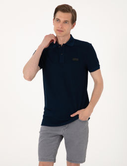 Lacivert Slim Fit _rme Dokulu Polo Yaka Ti__rt