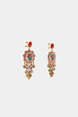 PENDIENTES PIEDRA DIBUJO FLORES / Dorado - Zara фото 3