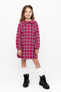 Crockid _ КР 5890/тем.бордовый,шотландская клетка к503 платье для дев