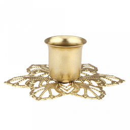 Подсвечник "Снежинка" д8,7см, h3,1см, на 1 свечу, металл, золотой (Китай)