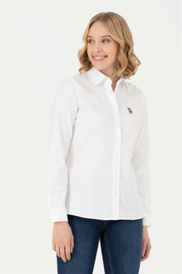 Женская белая базовая рубашка с длинным рукавом - U.s. polo assn фото 8