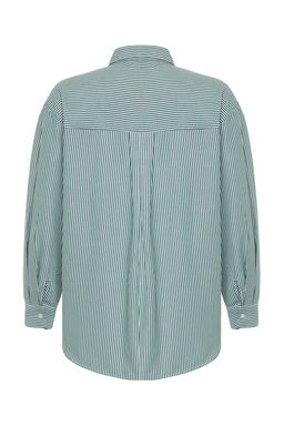 TRENDYOLMILLA Mavi Cizgili Oversize/Genis Kal?p Dokuma Gomlek TWOSS23GO00144  фото 8