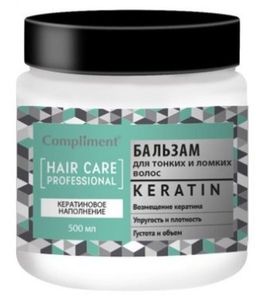 "Compliment" Бальзам KERATIN "Кератиновое наполнение" д/тонк.и ломк.вол. (500мл).12 /875375/