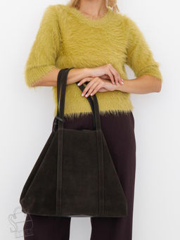 Сумка женская кожаная 1029M gray a green Polina&Eiterou