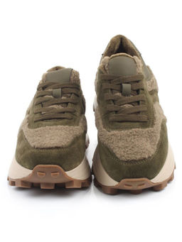 04-P118-2C GREEN Кроссовки демисезонные женские (натуральная замша, натуральная кожа, текстиль)