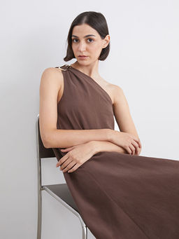 Tek Omuz Modal Kar???ml? A Kesim Elbise