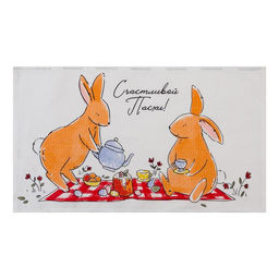 Полотенце Доляна Пасхальные зайчики 35х60 см,100% хл, вафля  фото 7
