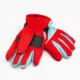 Перчатки зимние детские MINAKU, красный/голубой, размер 16 (18 см)