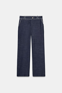 PANTAL?N ANCHO VIVOS CONTRASTE / ?ndigo - Zara фото 7