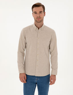 Bej Slim Fit Uzun Kollu G_mlek