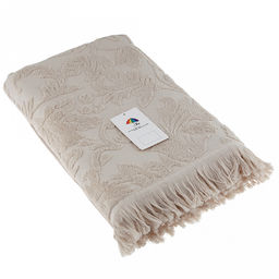 Полотенце махровое "Королевский шик" 70х140см, хлопок 100%, с бахромой, кремовый (Китай)