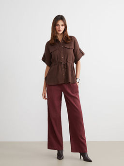 Beli Lastikli Dokulu M?slin Kad?n Pantolon