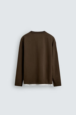 T-SHIRT WITH CONTRAST DOUBLE-LAYER HEMS - Zara фото 8