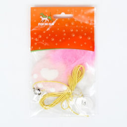 Дразнилка для кошек на креплении с бубенчиком Лапка с пером, микс цветов - Пижон фото 6