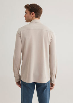 Bej Orme Gomlek - Mavi фото 5