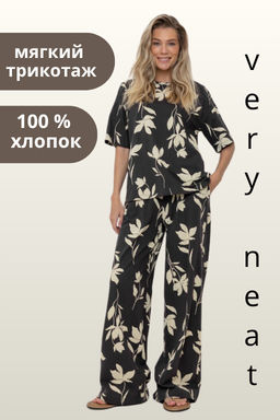 VERY NEAT _ ЕВТ 4069/черный кофе,магнолия брюки жен