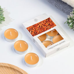 Цена за 3 шт. Набор чайных свечей ароматизированных Сандаловое дерево в подарочной коробке, 6 шт