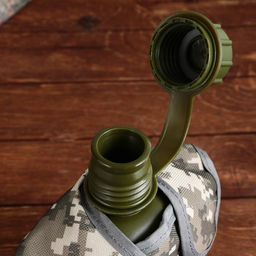 Фляга Командор, пластик 1 л, камуфляж серый