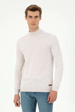 Erkek Slim Fit Yar_m Bal_k__ Yaka Ta_ Melanj Basic Kazak