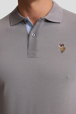 Erkek Gri Regular Fit Polo Yaka Basic Ti__rt