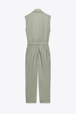 LINEN BLEND BELTED JUMPSUIT - Zara фото 6