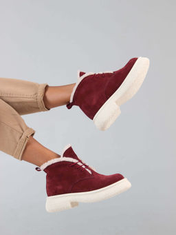 Ботинки 308.агатаw. бордo замша з/Шерсть