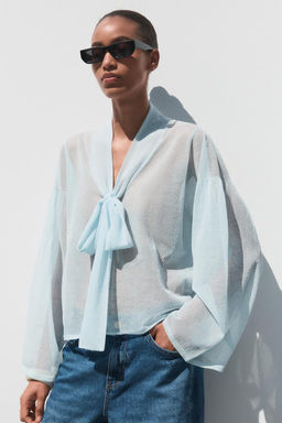 SEMI-SHEER KNITTED BLOUSE - Zara фото 2