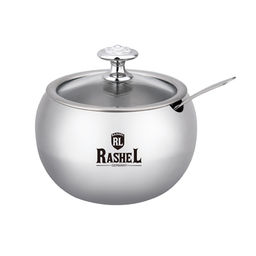 Сахарница из нержавеющей стали с крышкой и ложкой, 400 мл (R-1800) /Rashel/
