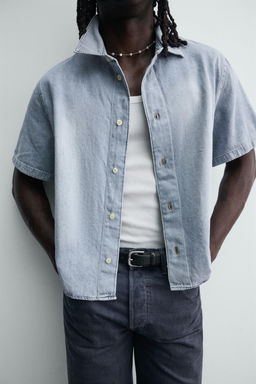 CAMISA BOXY FIT DENIM LIGERO / Azul claro - Zara фото 5