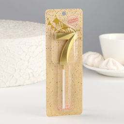 Цена за 3 шт. Свеча в торт на шпажке Грань, цифра 7, золотая, 5 см - Страна карнавалия фото 2