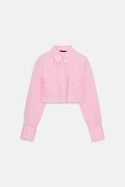 CAMISA CORTA RAYAS / Rosa - Zara фото 6