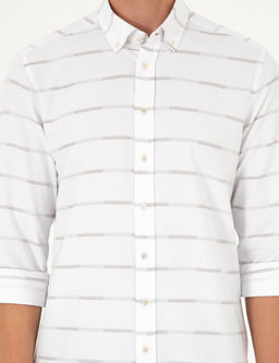 Bej Slim Fit Uzun Kollu G_mlek