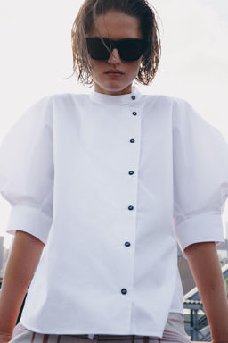 CAMISA POPEL?N BOTONES ZW COLLECTION / Blanco