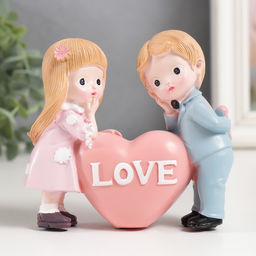 Фигурка полистоун «Малыши с сердечком», 3.5×10.5×9.5 см