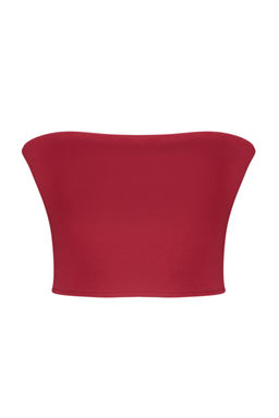 Trendyolmilla Ekru Fitted Straplez Yaka Crop Esnek Orme Bluz TWOSS24BZ00055 фото 7