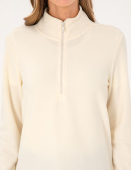 Ekru Comfort Fit Fermuarl_ Polar Sweatshirt