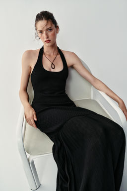 VESTIDO HALTER PUNTO COMBINADO / Negro - Zara фото 2