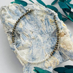 Браслет из Пирита и Жемчуга 18 см +