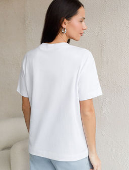 Свободная футболка с принтом из премиального хлопка с эастаном - Vilatte фото 3