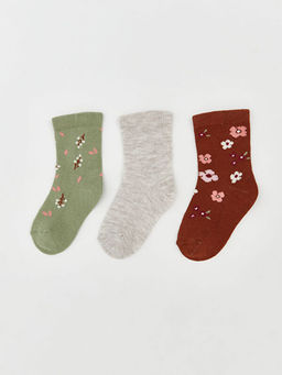 Desenli K?z ?ocuk Soket ?orap 3l?