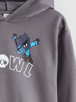 Kap??onlu Brawl Stars Bask?l? Erkek ?ocuk Sweatshirt
