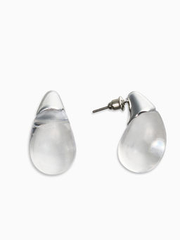 Цена за 2 шт. Серьги "Капли Бо", цвет прозрачный белый в серебре