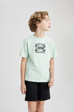 Футболка с короткими рукавами и круглым вырезом для мальчиков с принтом - Defacto фото 3