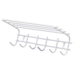 Вешалка для одежды 6 крючков с полкой метал. (белая)